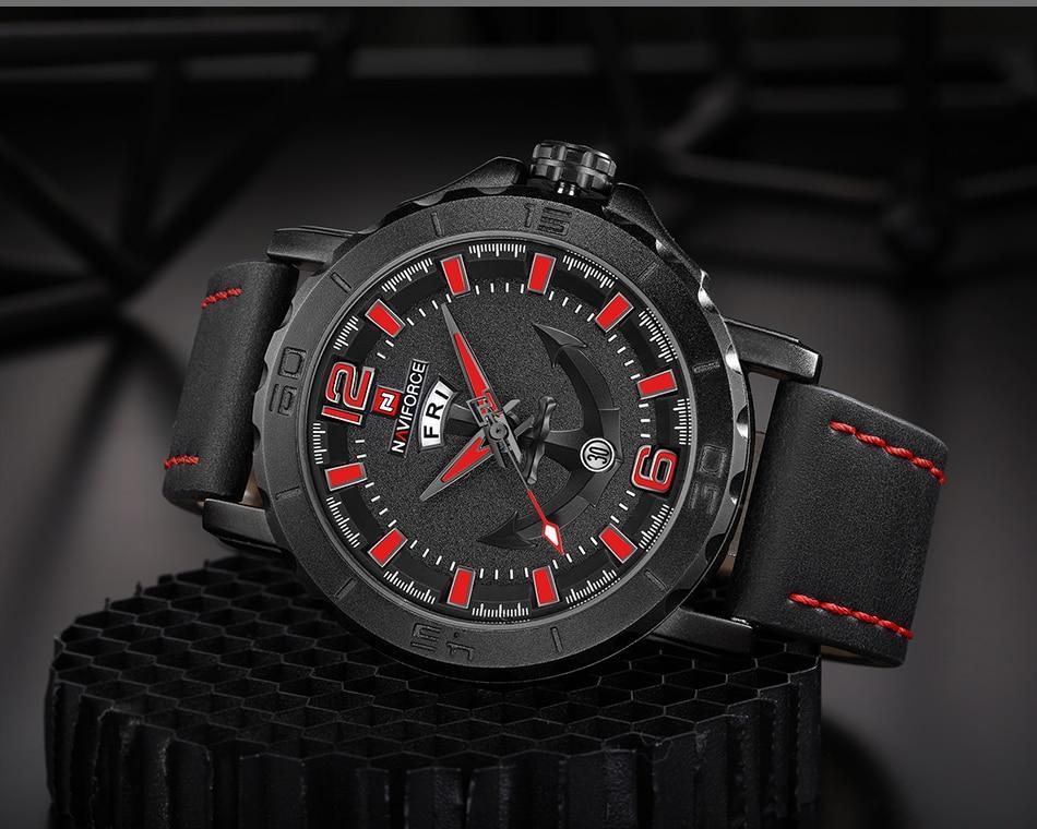 Men's Waterproof Nautical Watch with Anchor Detail Fluorescent Hands