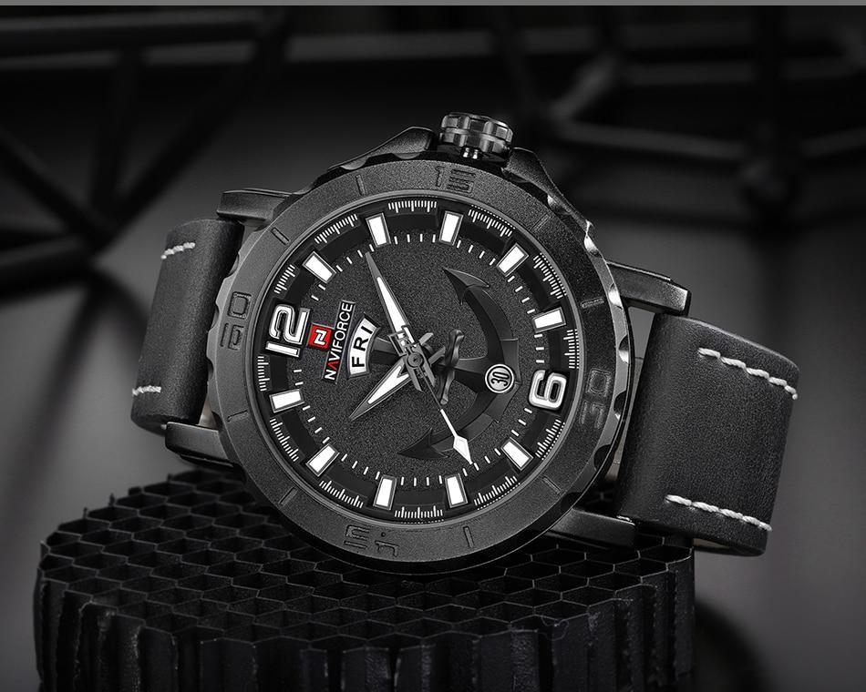 Men's Waterproof Nautical Watch with Anchor Detail Fluorescent Hands
