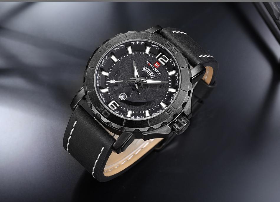 Men's Waterproof Nautical Watch with Anchor Detail Fluorescent Hands
