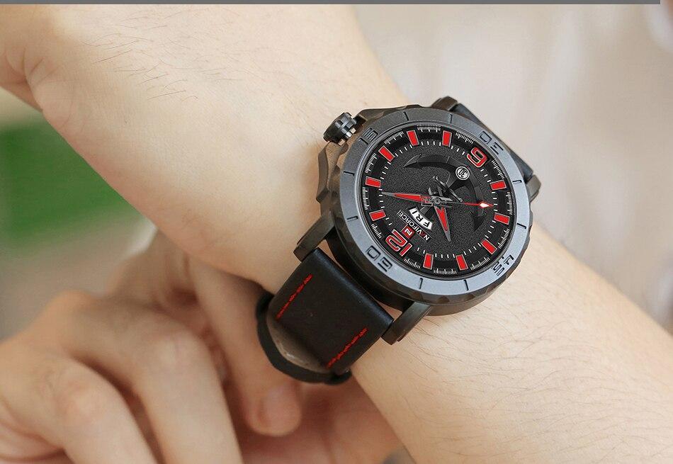 Men's Waterproof Nautical Watch with Anchor Detail Fluorescent Hands