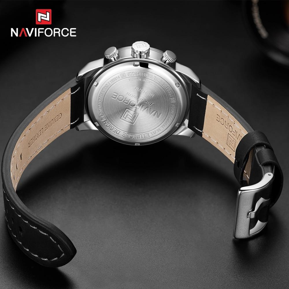 NAVIFORCE Men's Waterproof Leather Analog Quartz Sport Watch
