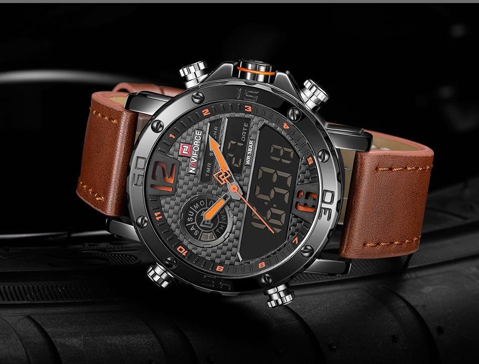 Men's Waterproof Sports Watch with Analog and Digital Display