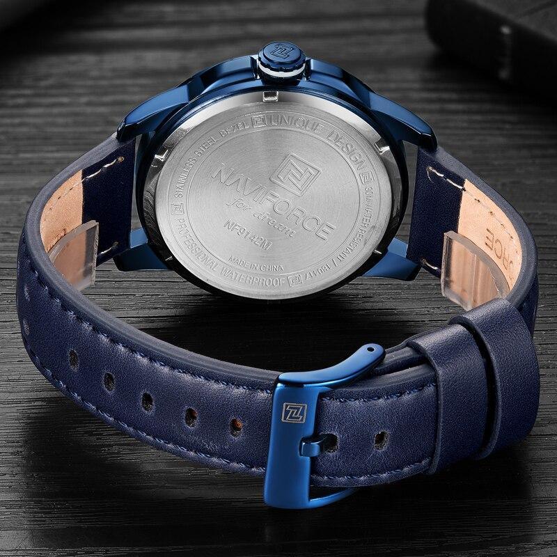 Men's Waterproof Analog Quartz Sport Watch with Leather Band & Date