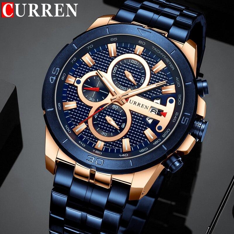 Men's Waterproof Chronograph Luxury Watch with Hardlex Dial