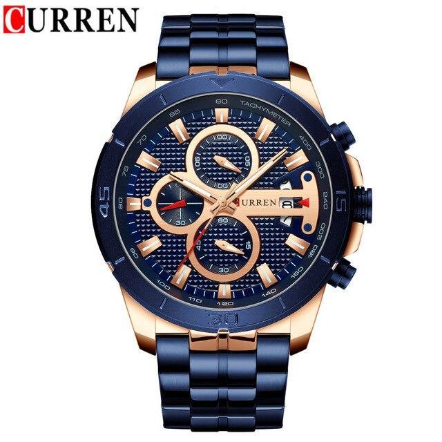 Men's Waterproof Chronograph Luxury Watch with Hardlex Dial