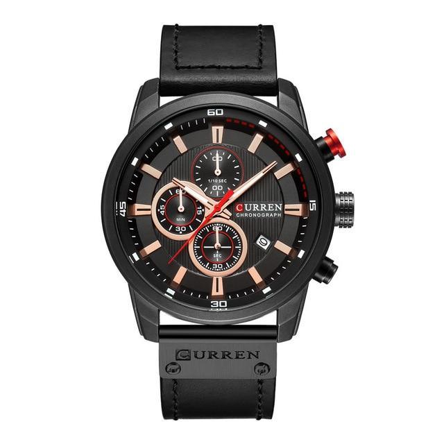 Men’s Elegant Sport Chronograph Watch with Leather Band