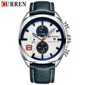 Men's Retro Square-Round Chronograph Watch with Leather Band