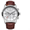 Men's Waterproof Chronograph Sport Watch with Leather Strap