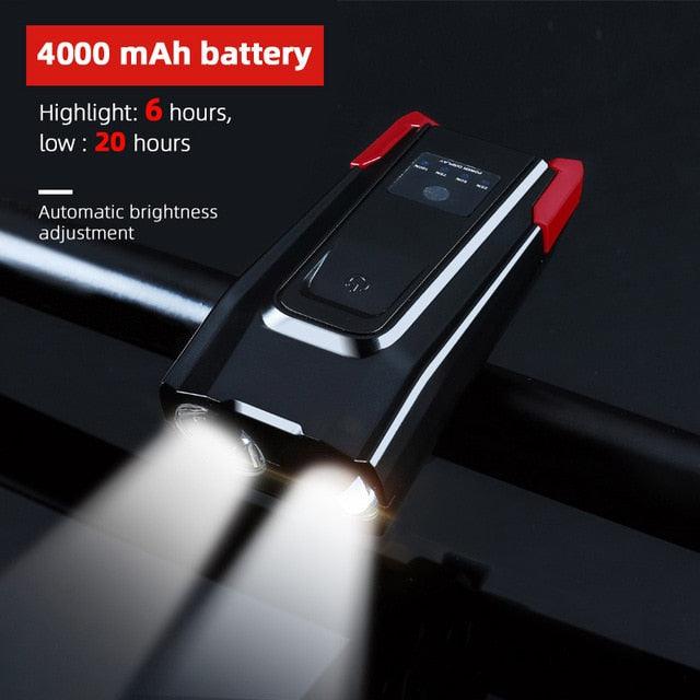 800 Lumen Smart Bike Light Set with Horn and USB Rechargeable Battery