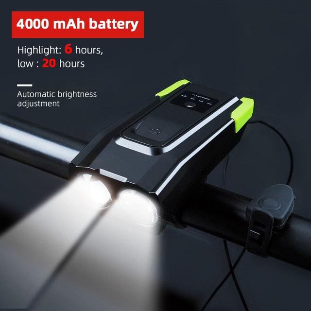 800 Lumen Smart Bike Light Set with Horn and USB Rechargeable Battery