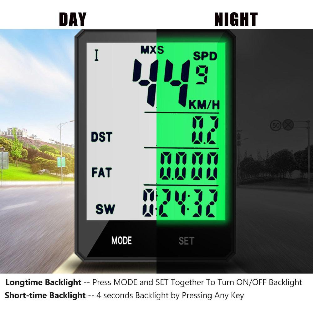 Wireless Waterproof Bicycle Speedometer with LCD Backlight Display