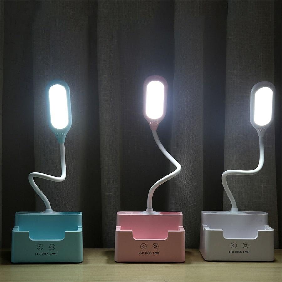 Rechargeable LED Desk Lamp with Cooling Fan and Phone Holder