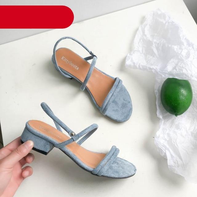 Women's Blue Open Toe Flat Sandals with Adjustable Back Strap