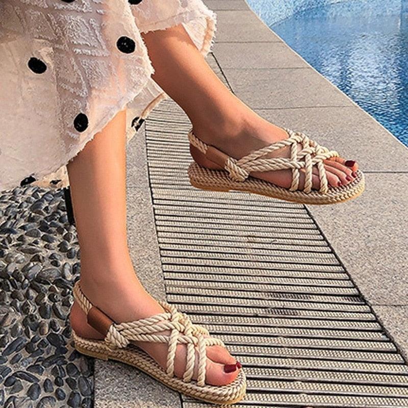 Braided Rope Sandals with Arch Support for Travel and Beach