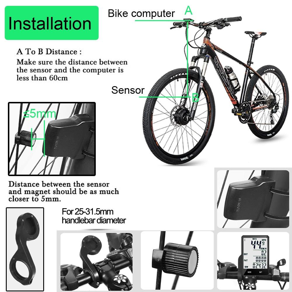 Wireless Waterproof Bicycle Speedometer with LCD Backlight Display