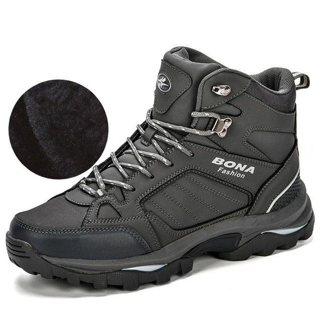 Men's Water-Resistant Fur Lined Boots - Warm Winter Outdoor Shoes
