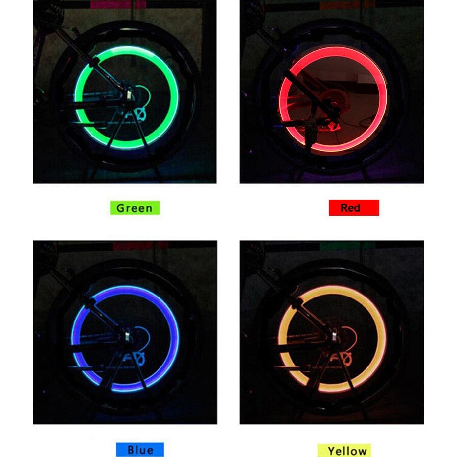 LED Tire Valve Cap Lights for Bicycle and Motorcycle Wheels