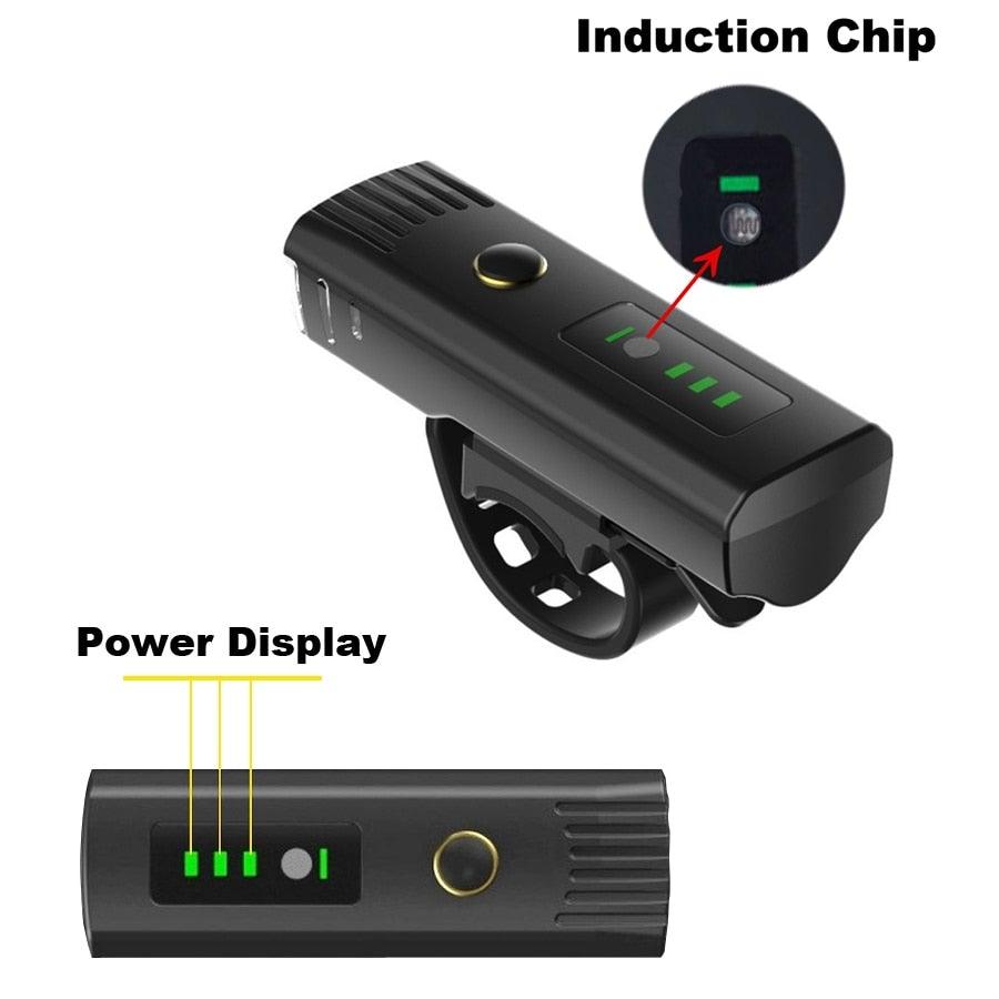 Smart Induction LED Bike Headlight and Rear Tail Light Set
