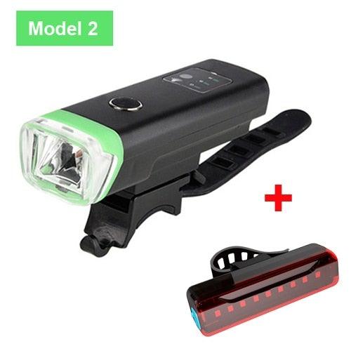 Smart Induction LED Bike Headlight and Rear Tail Light Set