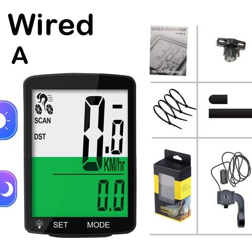 Waterproof Wireless and Wired Bicycle Computer with LCD Display