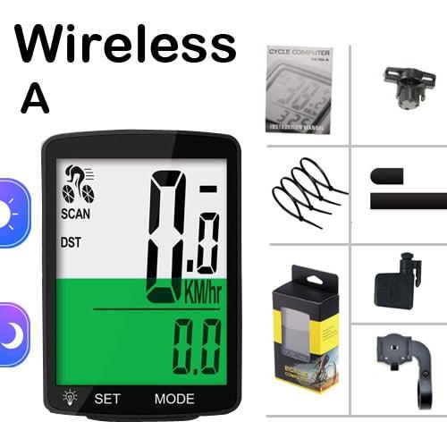 Waterproof Wireless and Wired Bicycle Computer with LCD Display