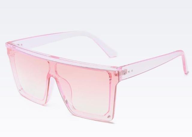 Oversized Square Mirror Pink Sunglasses for Men and Women