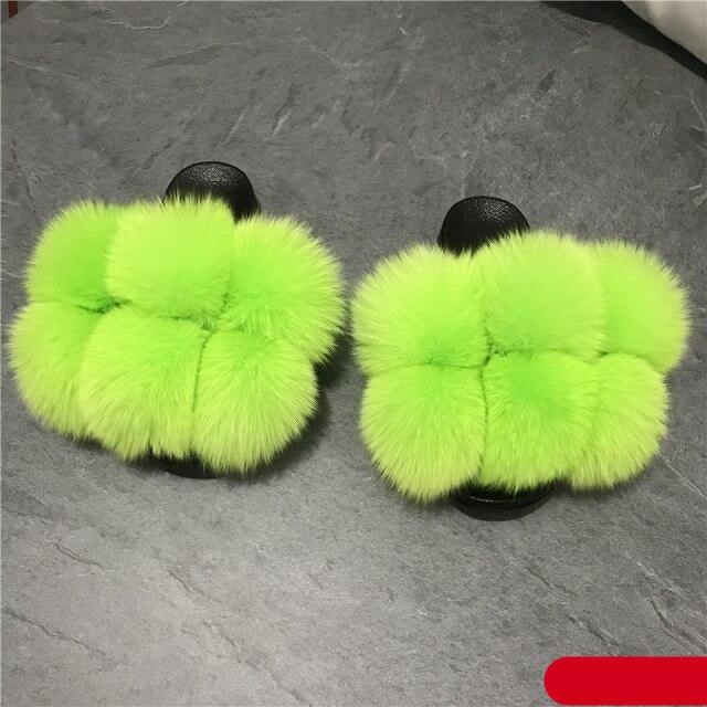 Women’s Faux Fur Slides, Glamorous Fluffy Open Toe House Sandals