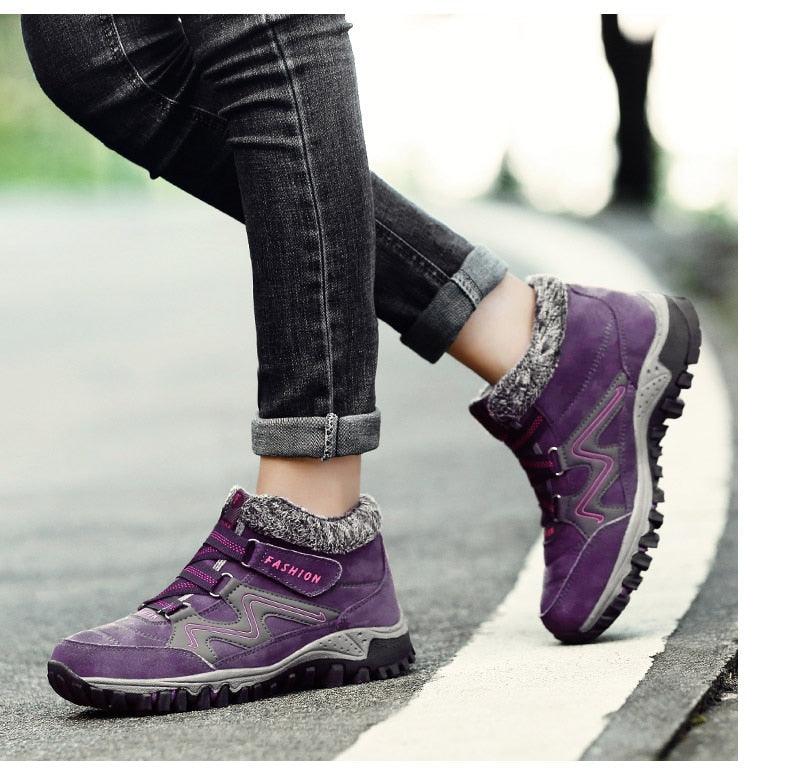 Unisex Suede Leather Winter Snow Boots with Fur Lining and Platform