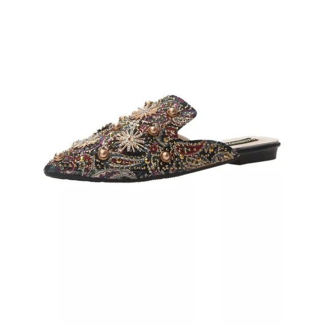 Women’s Pointed-Toe Low-Heeled Mules Slip-On Loafers