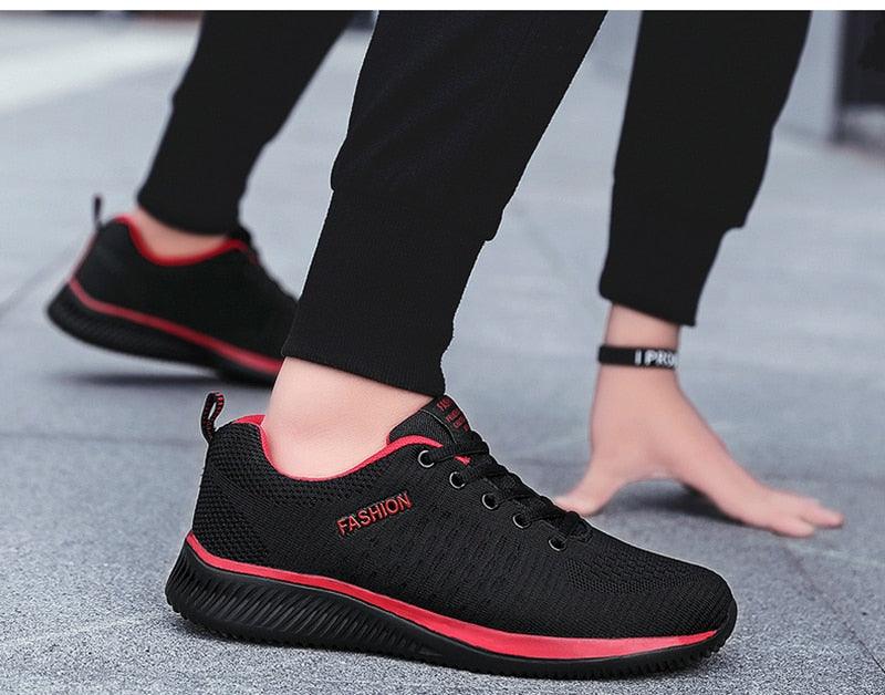 Men's Black Breathable Mesh Running Sneakers Casual Tennis Shoes