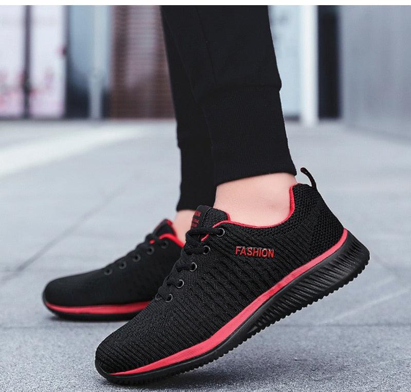 Men's Black Breathable Mesh Running Sneakers Casual Tennis Shoes