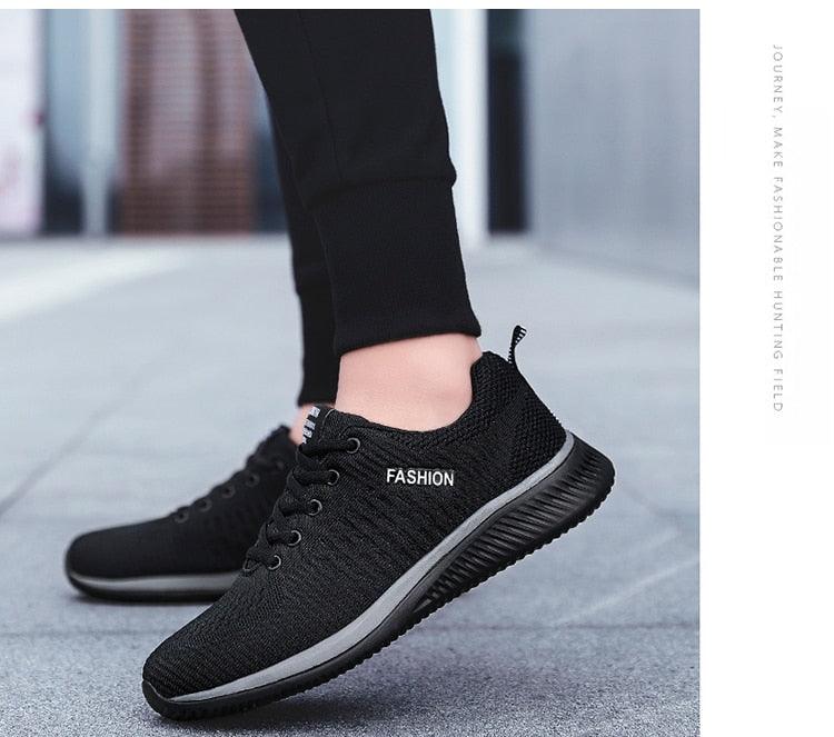 Men's Black Breathable Mesh Running Sneakers Casual Tennis Shoes