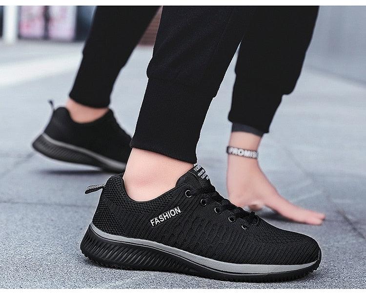 Men's Black Breathable Mesh Running Sneakers Casual Tennis Shoes