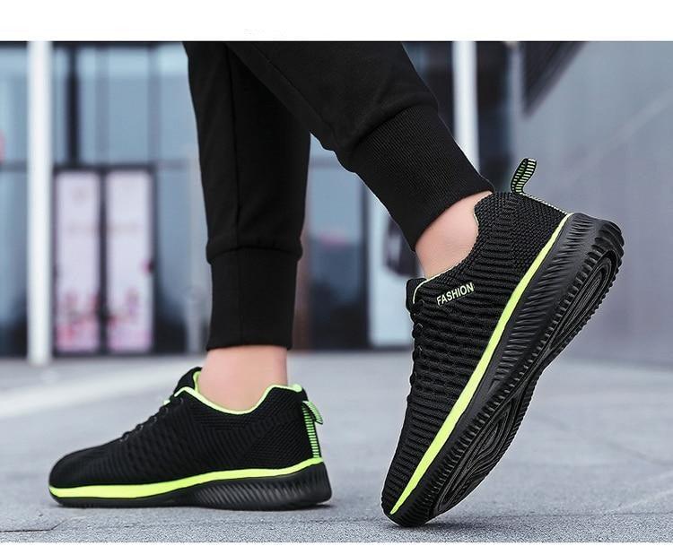 Men's Black Breathable Mesh Running Sneakers Casual Tennis Shoes