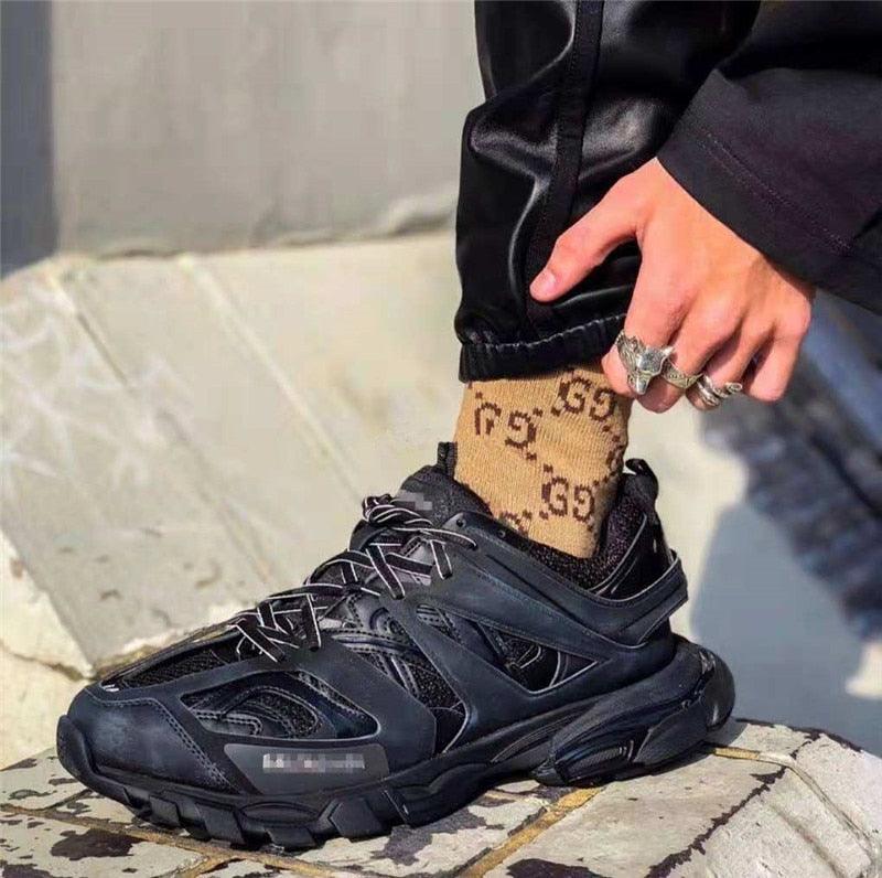 Black Women's Mesh Platform Sneakers Elegant Casual Shoes