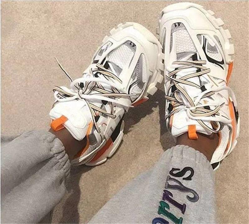 Black Women's Mesh Platform Sneakers Elegant Casual Shoes