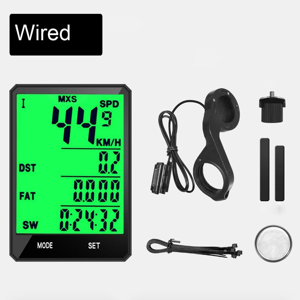 Waterproof Wireless and Wired Bicycle Computer with LCD Display