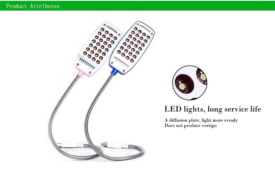 Flexible LED Desk Lamp with Clip, USB Powered Eye-Care Study Light