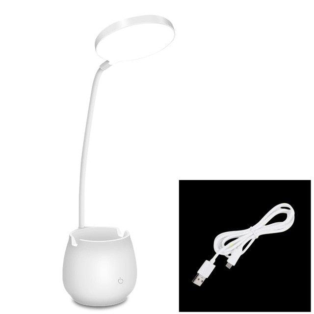 Modern Dimmable LED Table Lamp with Pen Holder and Flexible Arm