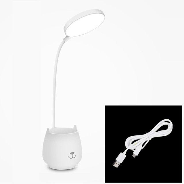 Modern Dimmable LED Table Lamp with Pen Holder and Flexible Arm