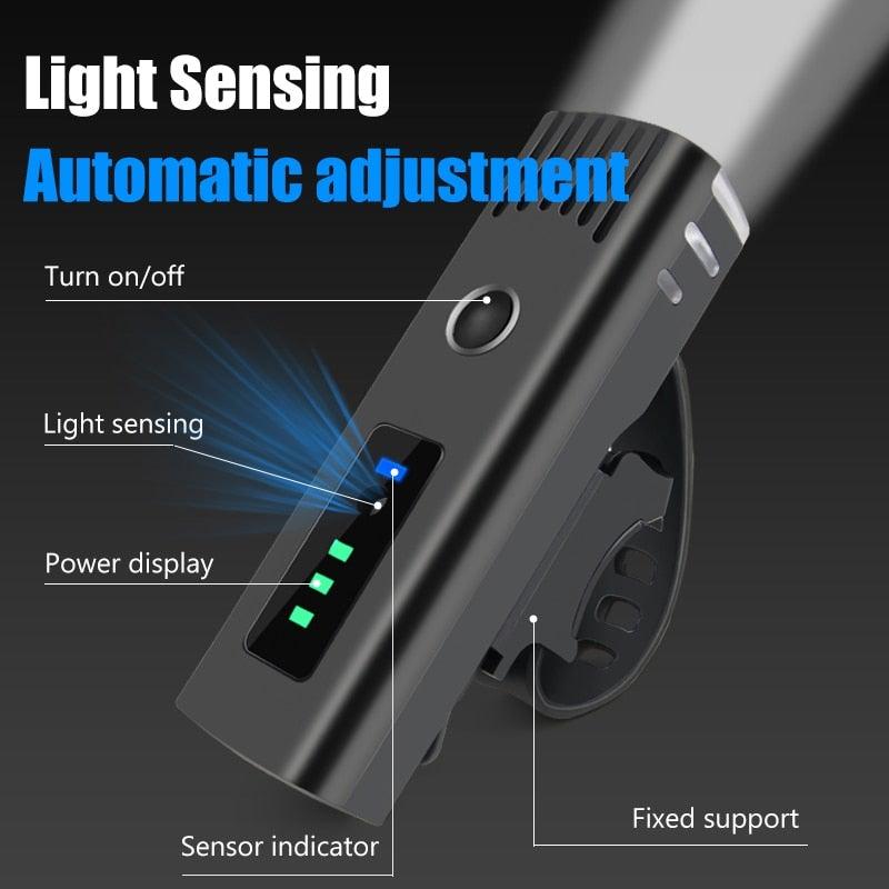 Smart LED Bike Light Set USB Rechargeable Front and Rear Lamp