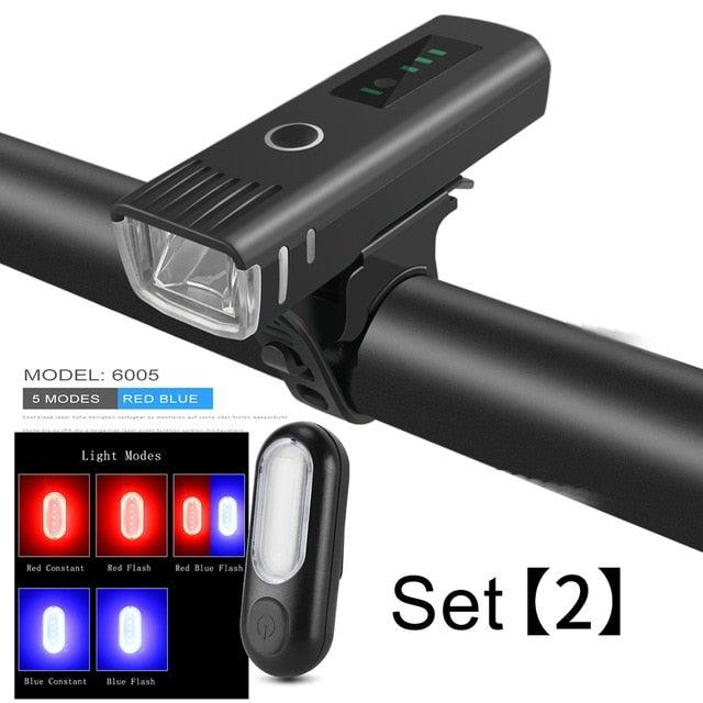 Smart LED Bike Light Set USB Rechargeable Front and Rear Lamp