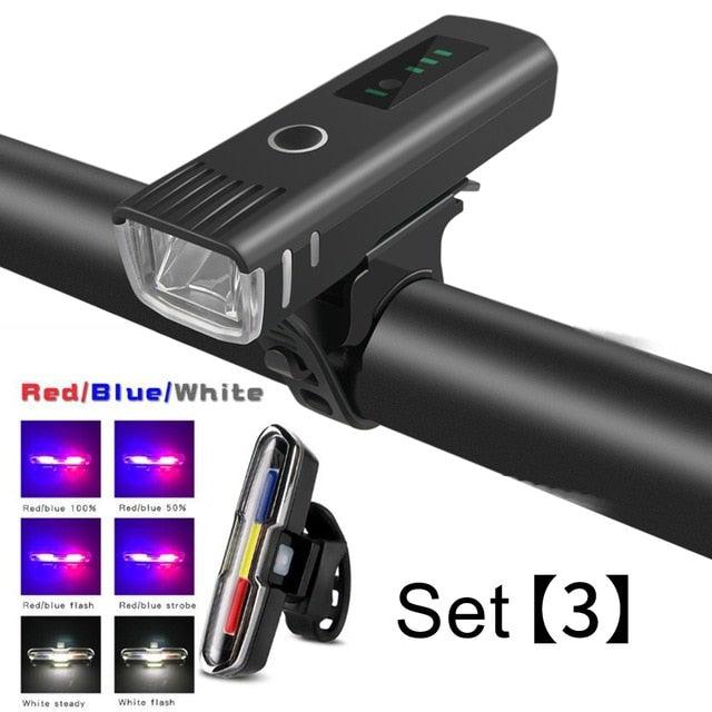 Smart LED Bike Light Set USB Rechargeable Front and Rear Lamp