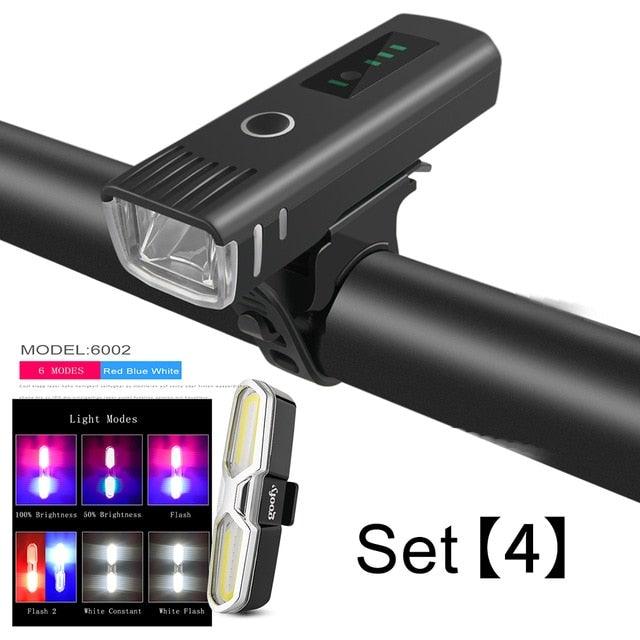Smart LED Bike Light Set USB Rechargeable Front and Rear Lamp