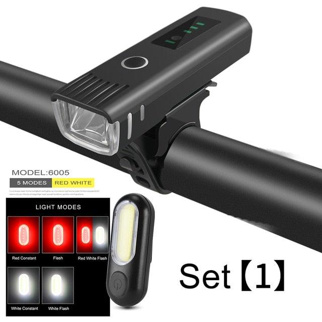 Smart LED Bike Light Set USB Rechargeable Front and Rear Lamp