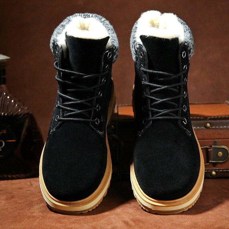 Men's Water-Resistant Leather Snow Boots with Warm Fur Lining