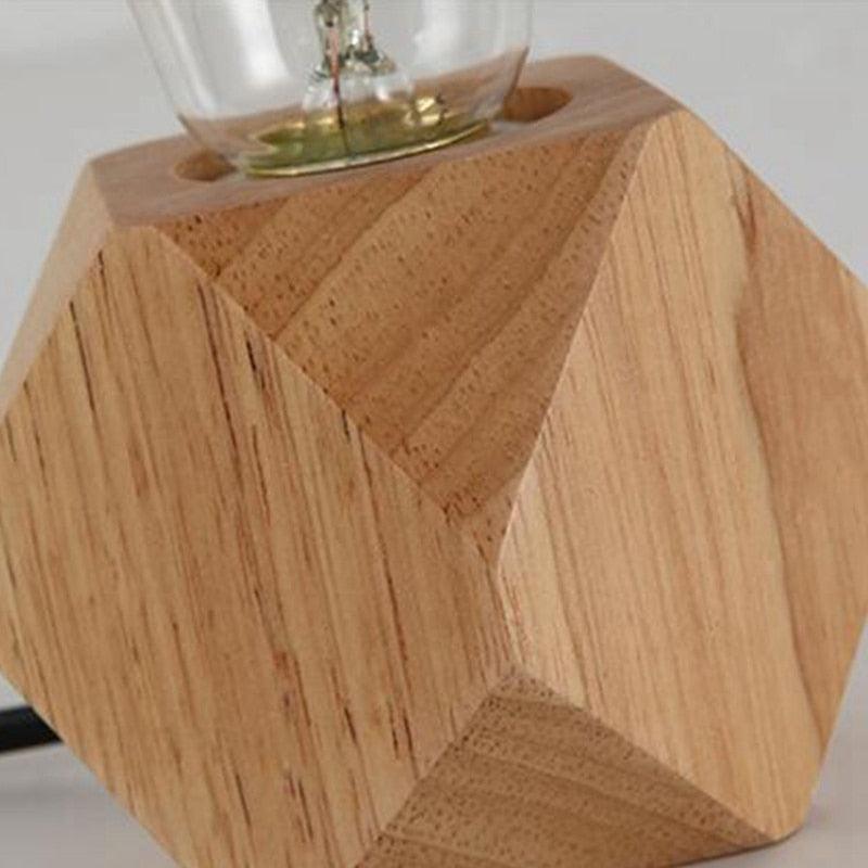 Modern Wooden Diamond Table Lamp for Minimalist Bedside Lighting