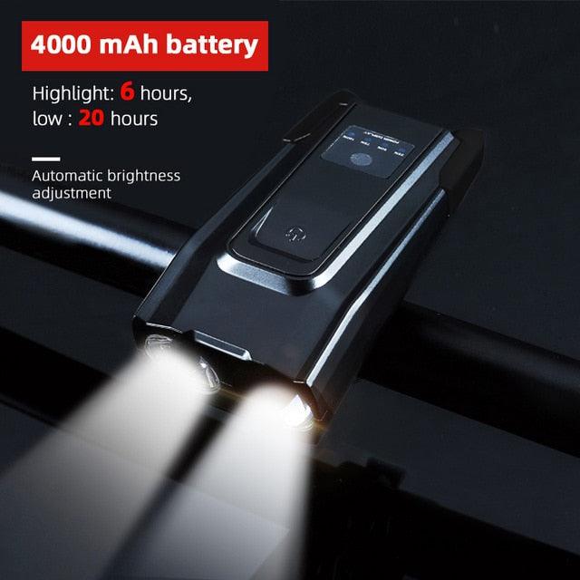 800 Lumen Smart Bike Light Set with Horn and USB Rechargeable Battery