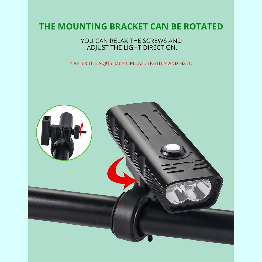 5000 Lumen LED Bike Light Set USB Rechargeable 10000mAh Power Bank