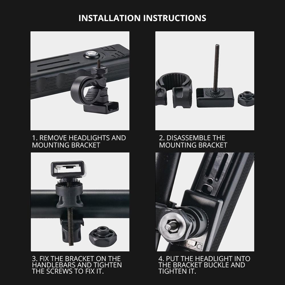 5000 Lumen LED Bike Light Set USB Rechargeable 10000mAh Power Bank